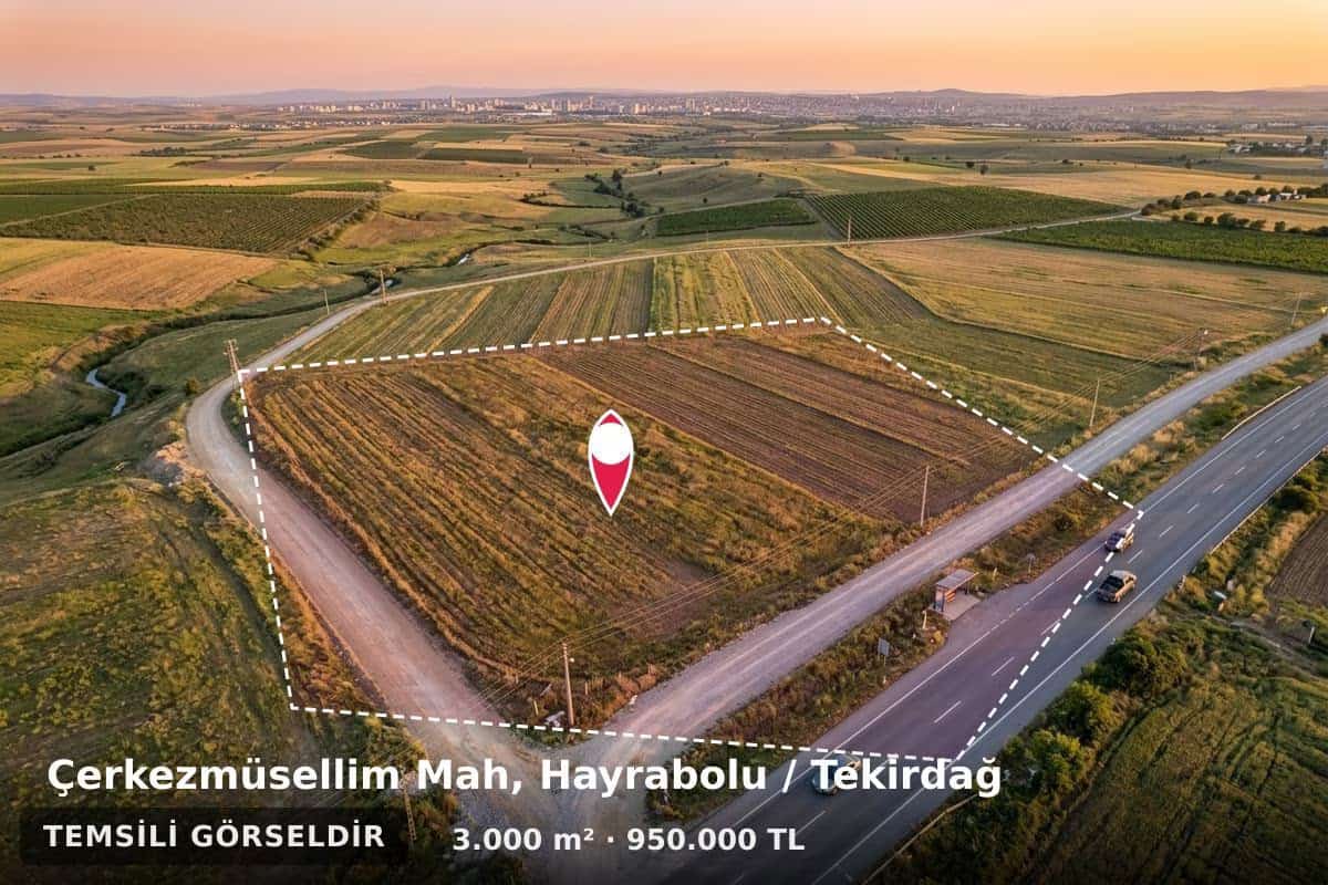 Hayrabolu Çerkezmüsellim'de 3.000 m² Manzaralı Tarla