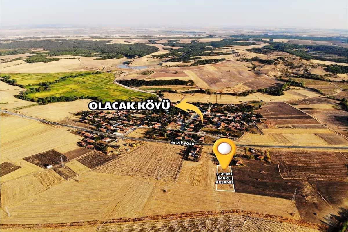 Meriç Olacak'ta 1609m² %40 Villa imarlı ve inşaata Hazır Arsa