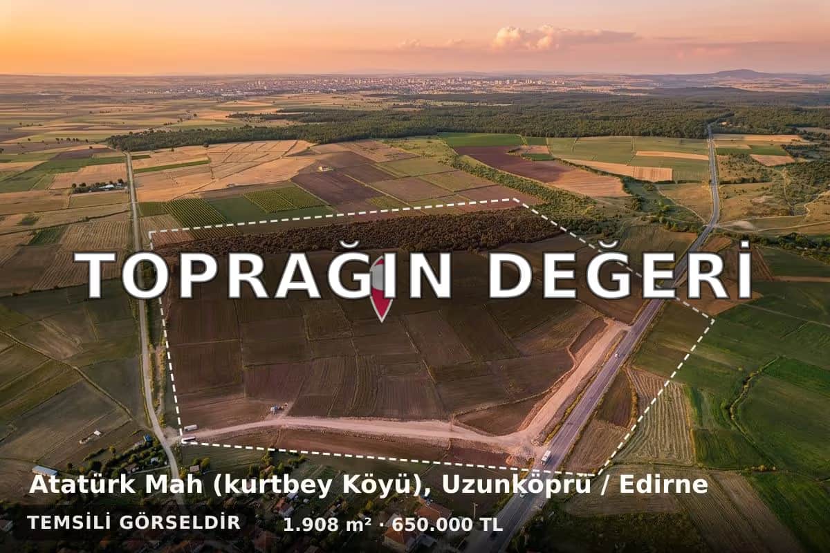 Uzunköprü Kurtbey Köyü Bölgesinde Yatırımlık Tarla: 1.908 m² Köşe Parsel Fırsatı