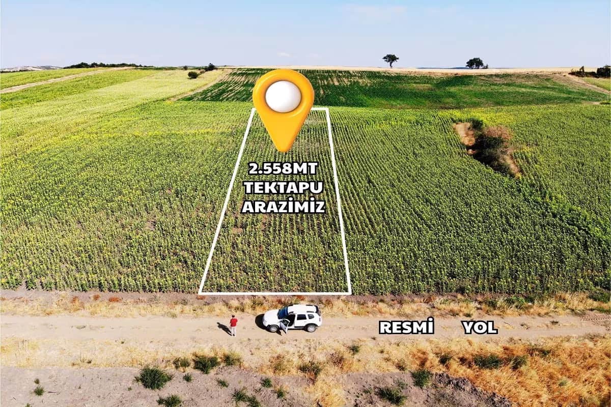 Edirne Uzunköprü Dereköy'de 2.558m² Resmi Yollu ve Manzaralı Tek Tapu Arsa - Görsel 1