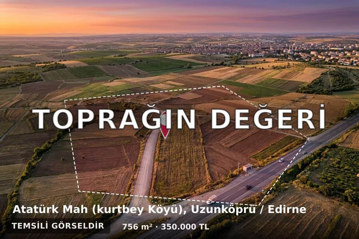 Uzunköprü Kurtbey Köyü Bölgesinde Yatırımlık Tarla: Şehir ve Doğa Manzaralı 756 m²