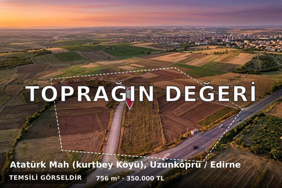 Uzunköprü Kurtbey Köyü Bölgesinde Yatırımlık Tarla: Şehir ve Doğa Manzaralı 756 m²